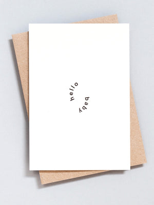 Ola Hello Baby Typography Foil Block Card Black on Cream - Cloudberry Living