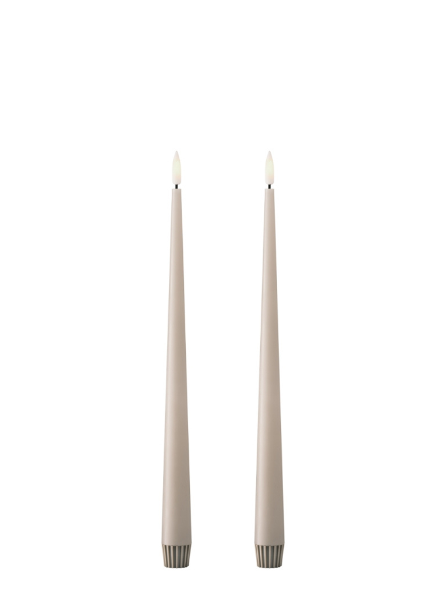 Ester & Erik Linen Grey LED Tapered Candle (Col.22) - Set of 2