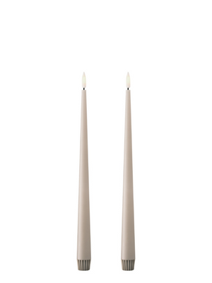 Ester & Erik Linen Grey LED Tapered Candle (Col.22) - Set of 2