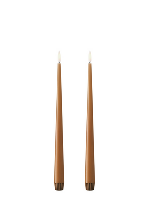 Ester & Erik Raw Toffee LED Tapered Candle (Col.23) - Set of 2