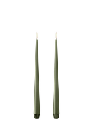 Ester & Erik Green Soil LED Tapered Candle (Col.70) - Set of 2