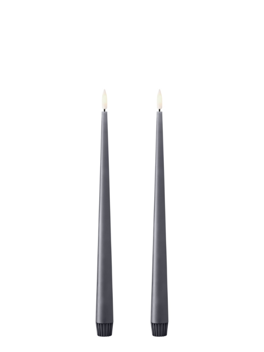 Ester & Erik Dark Slate LED Tapered Candle (Col.74) - Set of 2