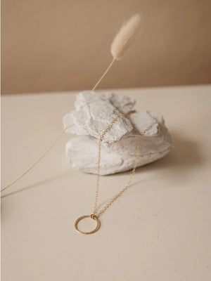 Fawn & Rose Gold Fill Textured Circle Necklace