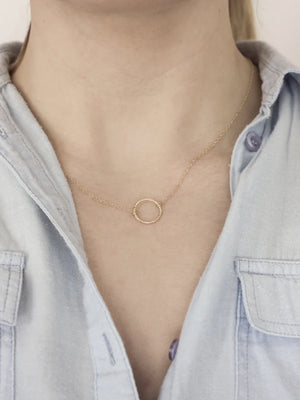 Fawn & Rose Gold Fill Textured Circle Necklace