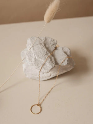 Fawn & Rose Gold Fill Textured Circle Necklace