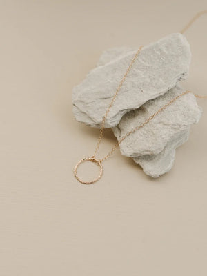 Fawn & Rose Gold Fill Textured Circle Necklace