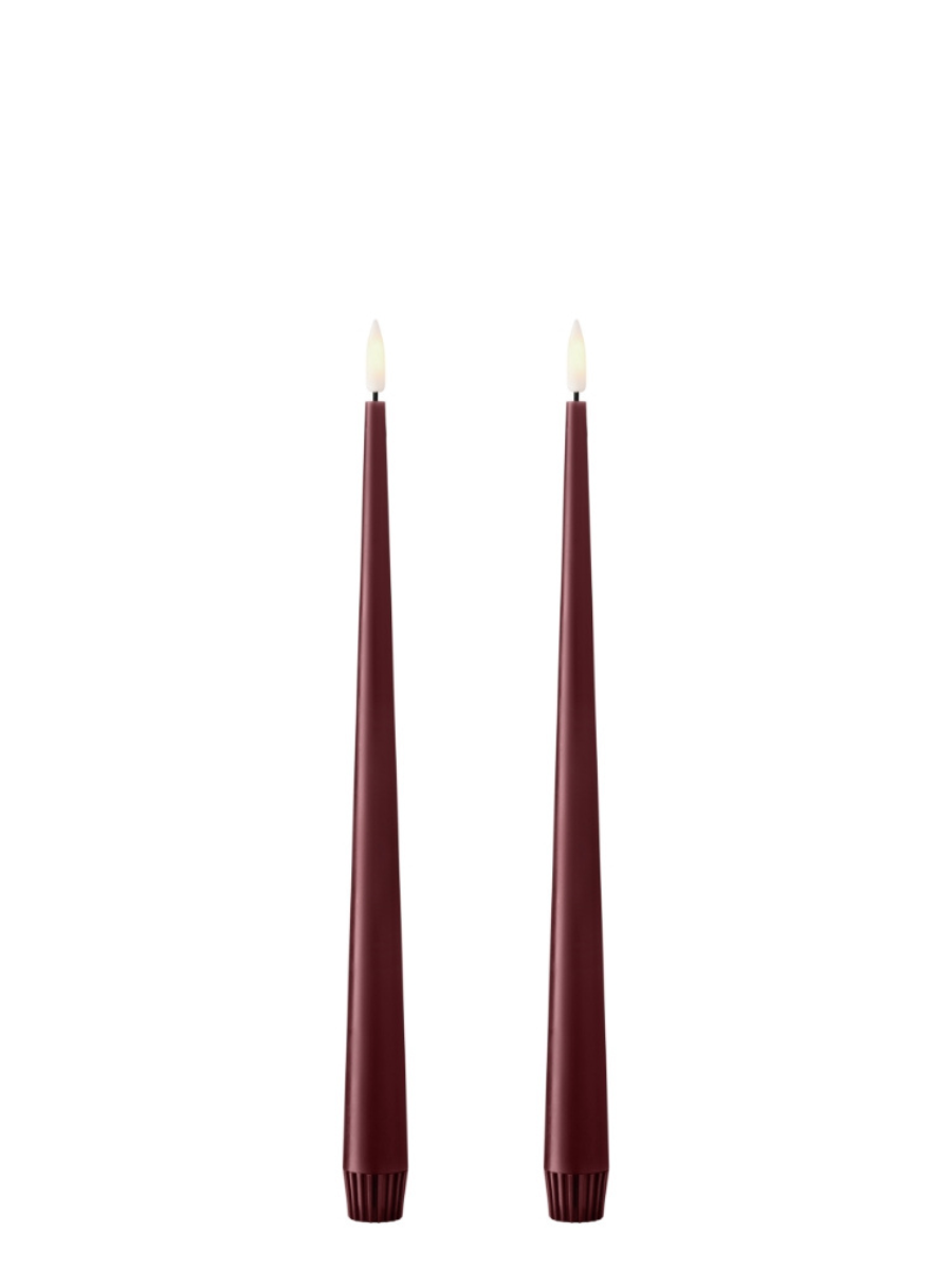 Ester & Erik Deep Wine LED Tapered Candle (Col.44/2) - Set of 2