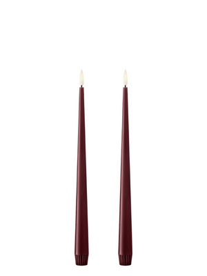 Ester & Erik Deep Wine LED Tapered Candle (Col.44/2) - Set of 2