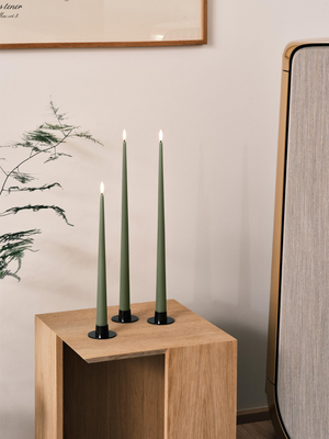 Ester & Erik Green Soil LED Tapered Candle (Col.70) - Set of 2