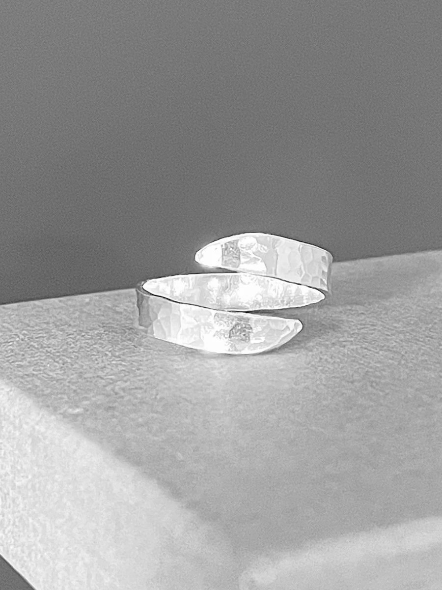 Adjustable Eco-Silver Wave Ring - Cloudberry Living
