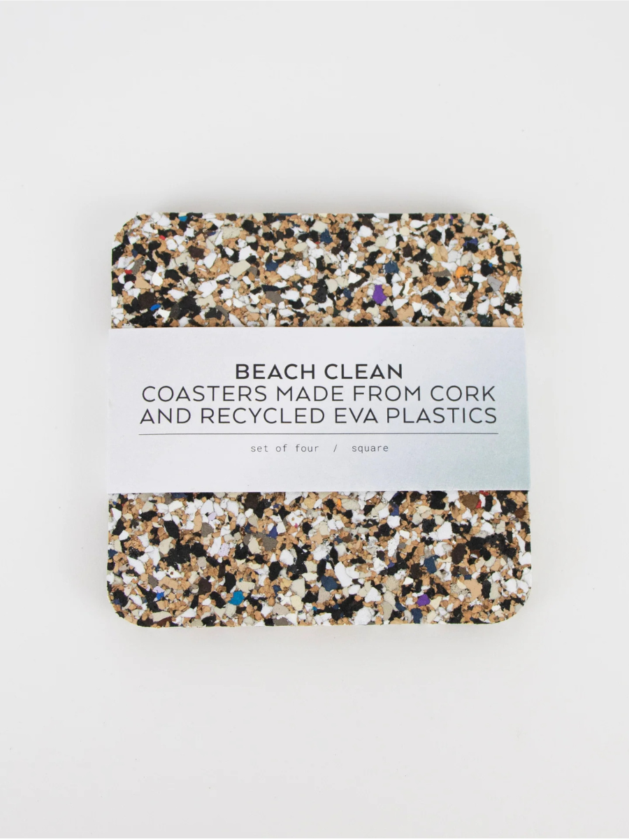 Liga Natural Beach Clean Coasters Square Set of 4