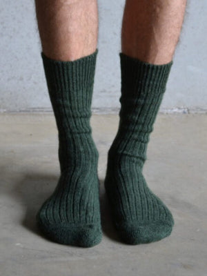 Alpaca Boot Socks Short Green - Cloudberry Living