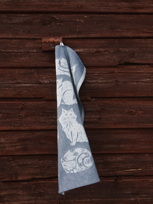 Lapuan Kankurit Kissanpaivat Cat Tea Towel White/Blueberry