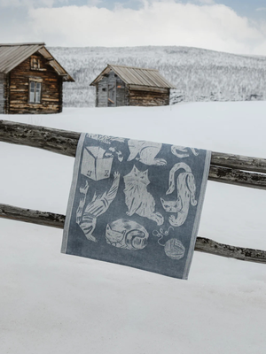 Lapuan Kankurit Kissanpaivat Cat Tea Towel White/Blueberry