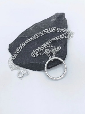 Silver Hammered Circle Necklace