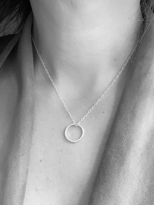 Silver Hammered Circle Necklace