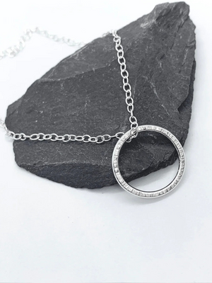 Silver Hammered Circle Necklace