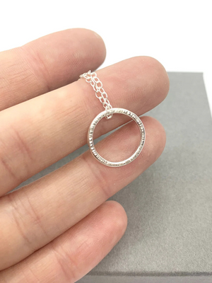 Silver Hammered Circle Necklace
