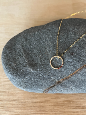 Gold Fill Hammered Circle Necklace - Cloudberry Living