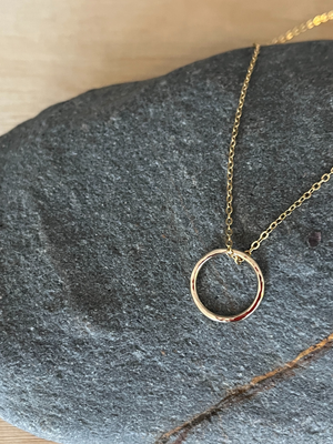 Gold Fill Hammered Circle Necklace - Cloudberry Living