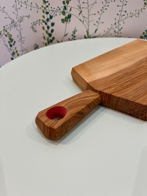 Cornish Oiled Ash Chopping Board With Handle Pink Detail - Cloudberry Living