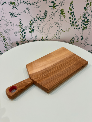 Cornish Oiled Ash Chopping Board With Handle Pink Detail - Cloudberry Living