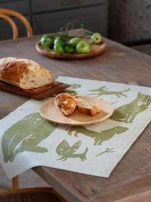 Lapuan Kankurit Koirapuisto Dog Tea Towel White/Olive - Cloudberry Living