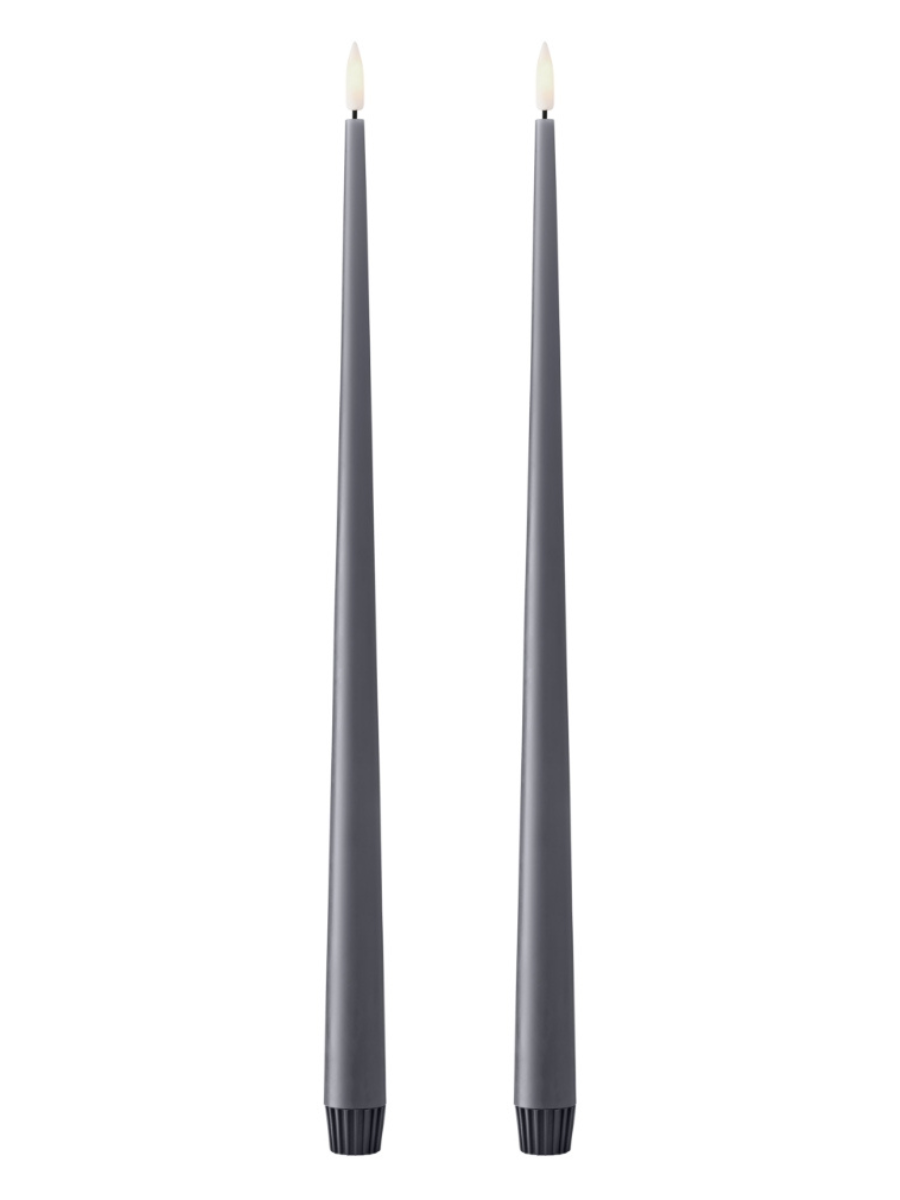 Ester & Erik Dark Slate LED Tapered Candle (Col.74) 40cm - Set of 2 - Cloudberry Living