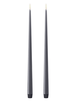 Ester & Erik Dark Slate LED Tapered Candle (Col.74) 40cm - Set of 2 - Cloudberry Living