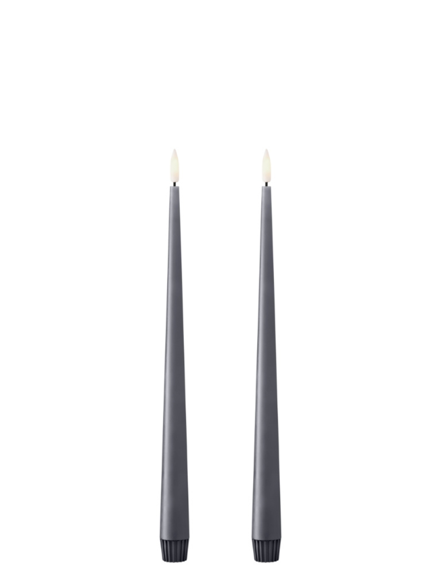 Ester & Erik Dark Slate LED Tapered Candle (Col.74) - Set of 2 - Cloudberry Living