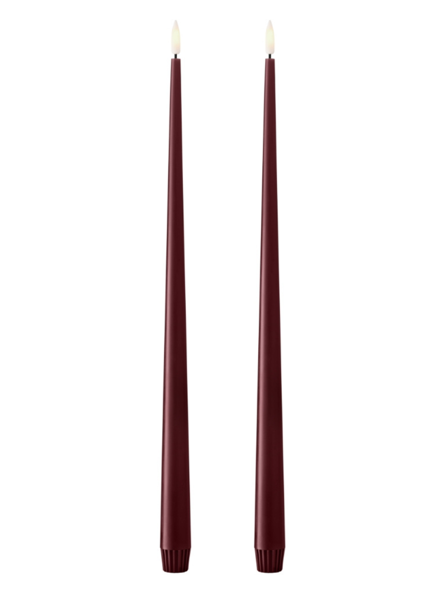 Ester & Erik Deep Wine LED Tapered Candle (Col.44/2) 40cm - Set of 2 - Cloudberry Living