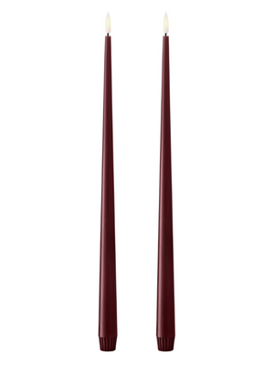 Ester & Erik Deep Wine LED Tapered Candle (Col.44/2) 40cm - Set of 2 - Cloudberry Living