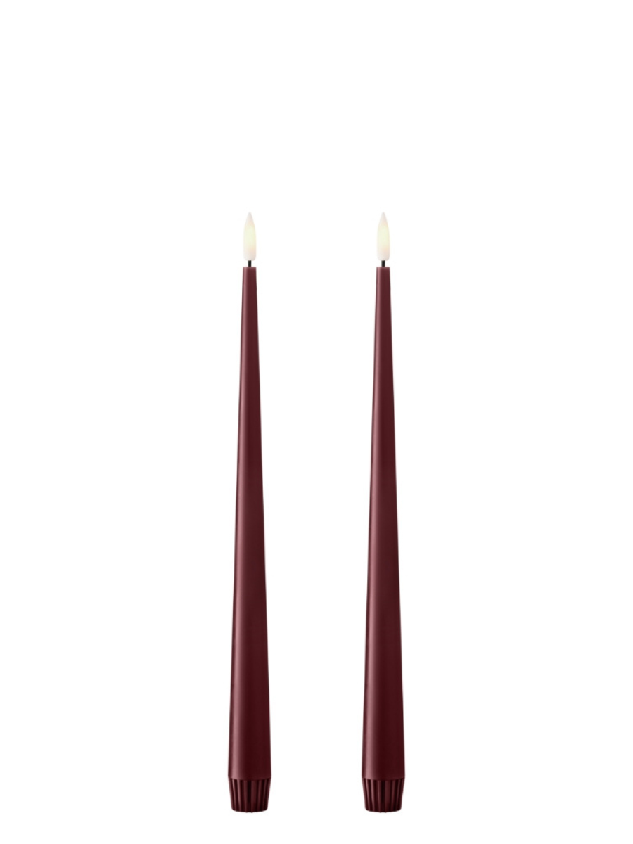 Ester & Erik Deep Wine LED Tapered Candle (Col.44/2) - Set of 2 - Cloudberry Living
