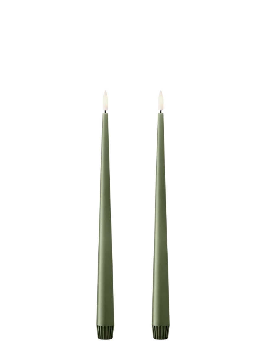 Ester & Erik Green Soil LED Tapered Candle (Col.70) - Set of 2 - Cloudberry Living