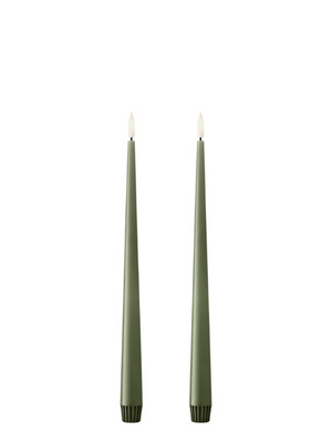Ester & Erik Green Soil LED Tapered Candle (Col.70) - Set of 2 - Cloudberry Living