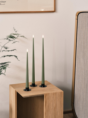 Ester & Erik Green Soil LED Tapered Candle (Col.70) - Set of 2 - Cloudberry Living