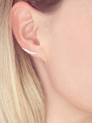 Fawn & Rose Silver Double Ear Climbers - Cloudberry Living