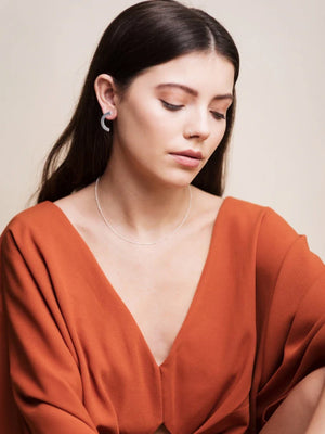 Fawn & Rose Silver Large Arc Earrings - Cloudberry Living
