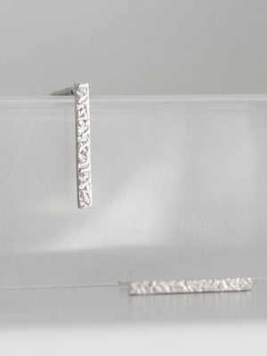 Fawn & Rose Silver Textured Bar Stud Earrings - Cloudberry Living