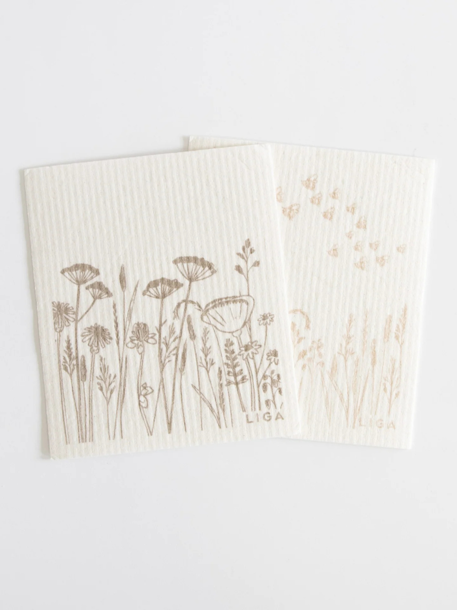 Liga Eco Dishcloths Flowers & Native Grasses - Pack of 2