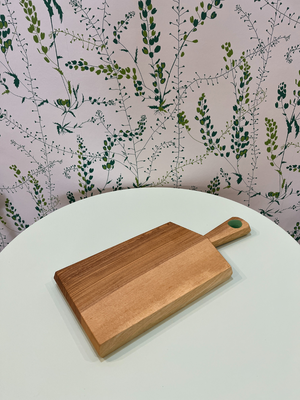 Cornish Oiled Ash Chopping Board With Handle Green Detail