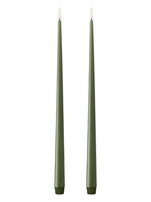 Ester & Erik Green Soil LED Tapered Candle (Col.70) 40cm - Set of 2