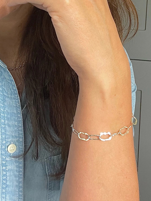 Silver Hammered Chain Bracelet
