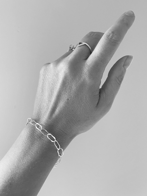 Silver Hammered Chain Bracelet