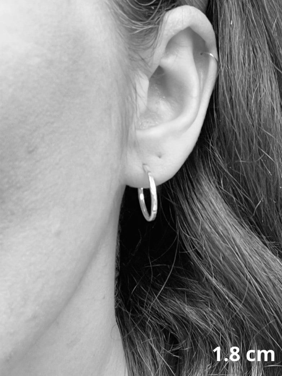 Silver Hammered Circle Hoop Earrings