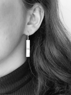 Silver Hammered Bar Earrings