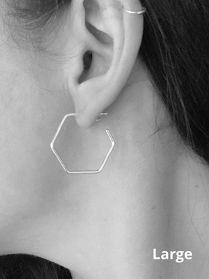 Silver Hexagon Hoop Earrings - Cloudberry Living
