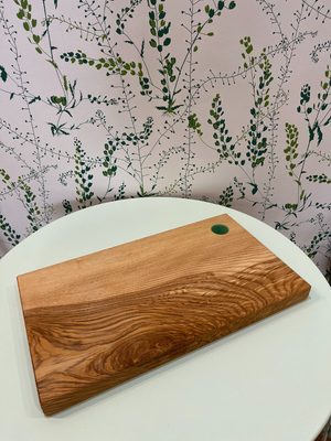 Cornish Oiled Ash Chopping Board Large Green Detail   24 x 42cm