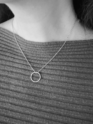 Gold Fill Hammered Circle Necklace