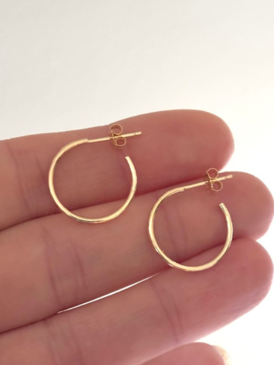 Gold Fill Hammered Circle Hoop Earrings